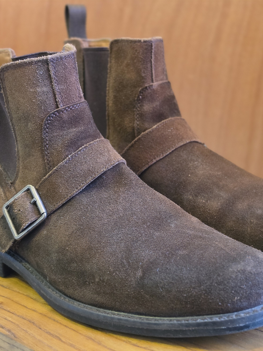 Men's Johnston & Murphy Brown Suede Chukka Boots with Side Buckle